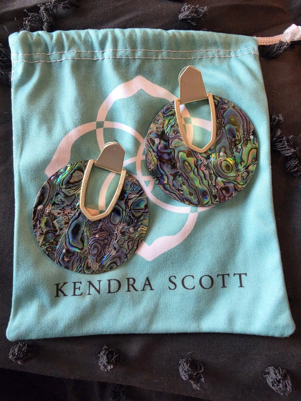 Kendra Scott Abalone Disc Drop Earrings - Iridescent Green/Blue